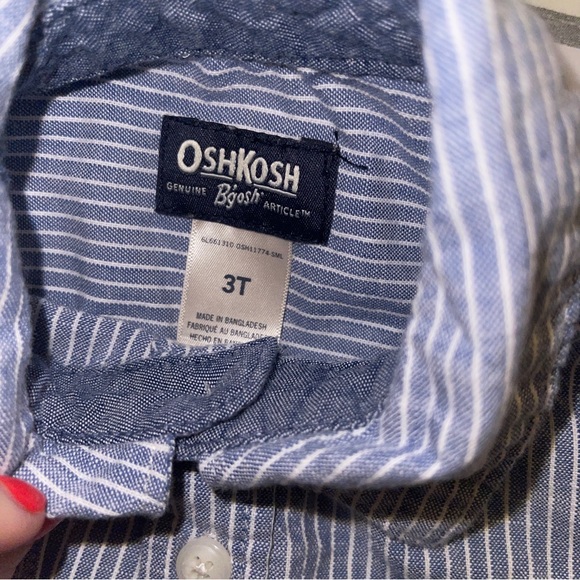 Osh Kosh B’Gosh Chambray Stripe Short Sleeve Button Down Shirt 3T - Picture 2 of 4